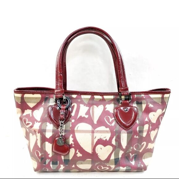 Burberry Ltd Edition Patent Painted Heart Supernova Coated Canvas Nickie Tote